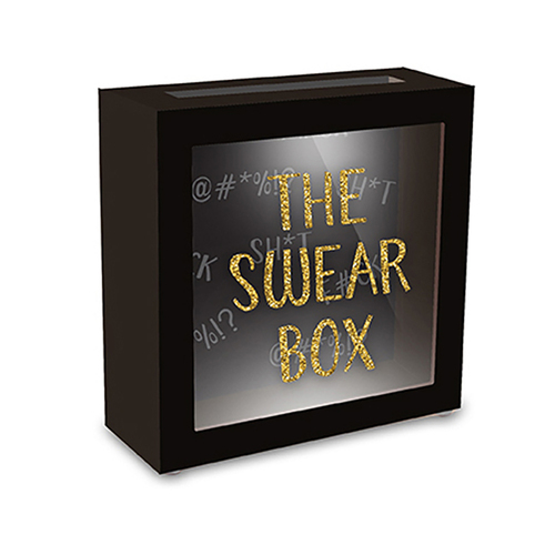 Swear Box Novelty Money Bank Gold Text Black Box 19cm