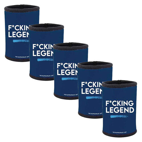 5pc F**cking Legend Neoprene Stubby Holder For 375ml Bottles/Cans Blue