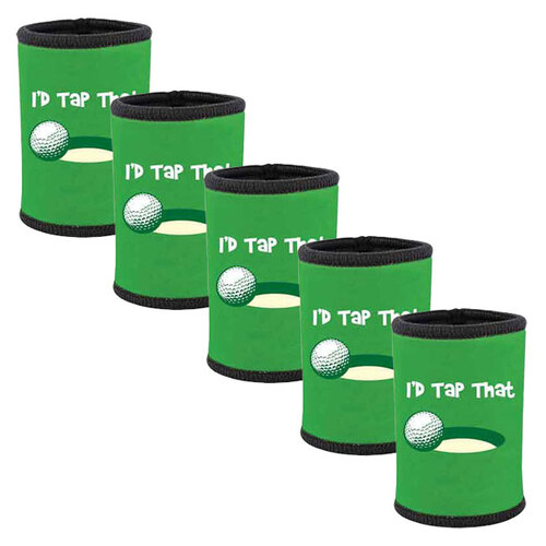 5pc I'd Tap That Neoprene Stubby Holder For 375ml Bottles/Cans Green
