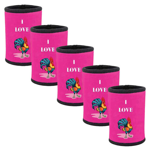 5pc I Love C*ck Neoprene Stubby Holder For 375ml Bottles/Cans Pink