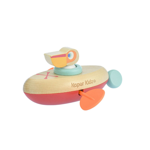 Kaper Kidz 13cm Animal Canoe Pull String Pelican Kids Water Bath Toy 2y+