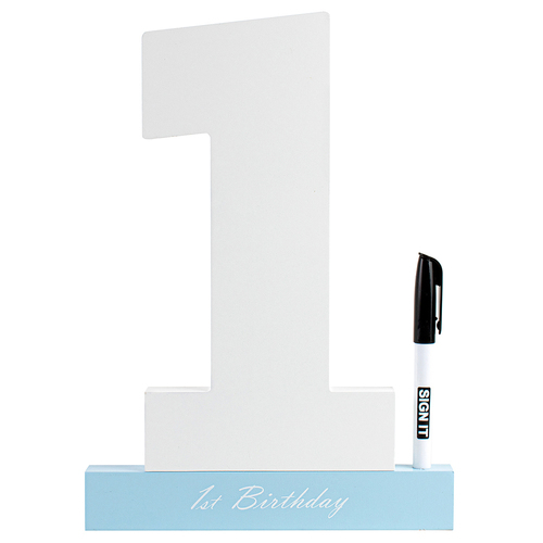1st Birthday Blue Signature Block Novelty Celebration Signing Gift Set