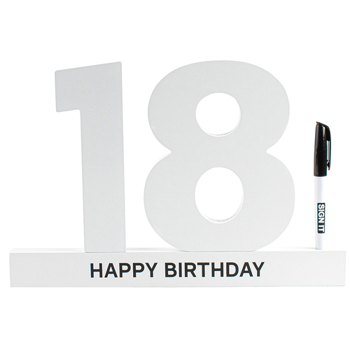 18th White Signature Block Novelty Birthday Party Statue