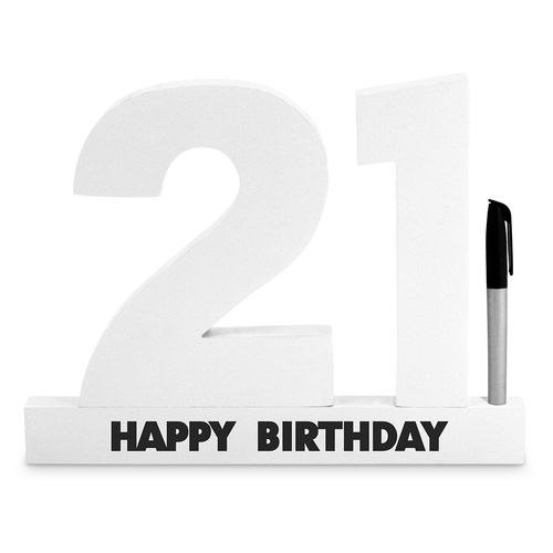 21st White Signature Block Novelty Birthday Party Statue