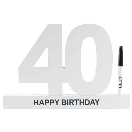 40th Birthday Signature Block White Novelty Birthday Party Statue