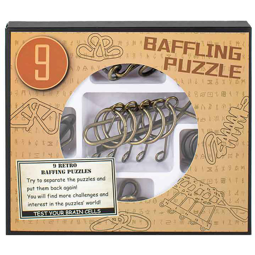 9pc Baffling Metal 20 x 17cm Novelty Thinking All Ages Puzzle Set