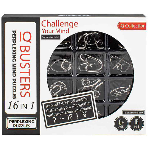 16pc Metal Iq Busters 24 x 20cm Novelty Puzzle All Ages Game Set 6y+