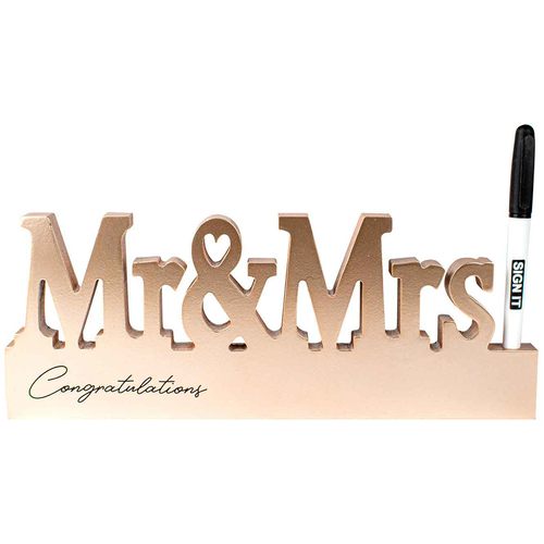 Mr & Mrs Rose Gold Signature Block Novelty Birthday Party Statue