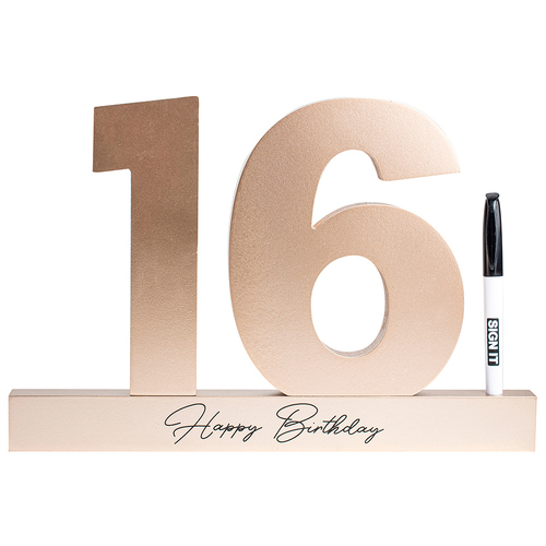 16th Rose Gold Signature Block Novelty Birthday Party Statue
