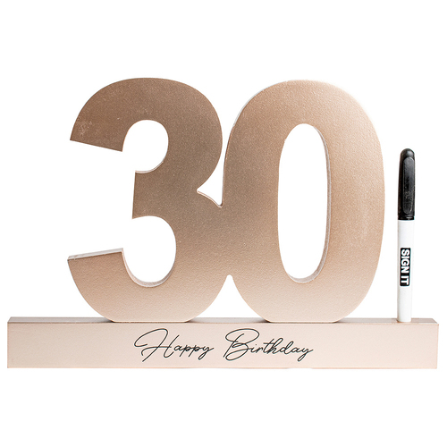30th Rose Gold Signature Block Novelty Birthday Party Statue