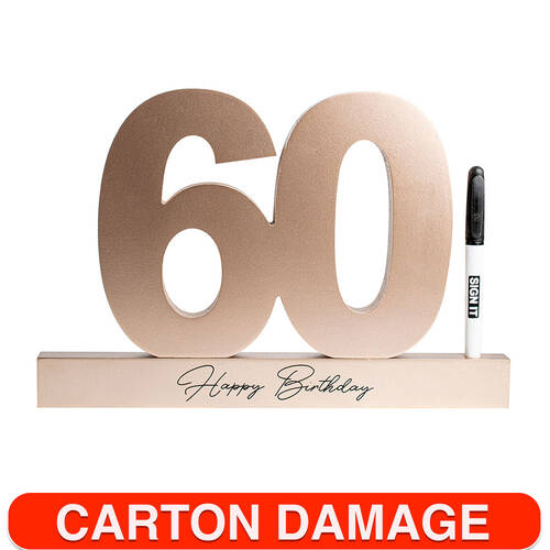 60th Rose Gold Signature Block Novelty Birthday Party Statue
