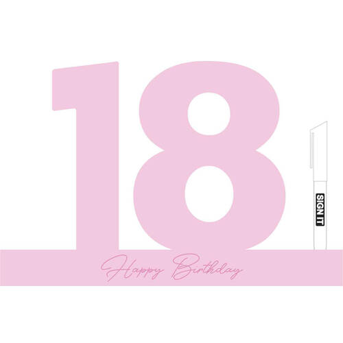 LMD 18 Birthday Fairy Floss MDF Signature Block - Pink