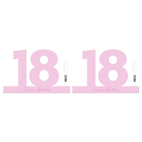2PK LMD 18 Birthday Fairy Floss MDF Signature Block - Pink