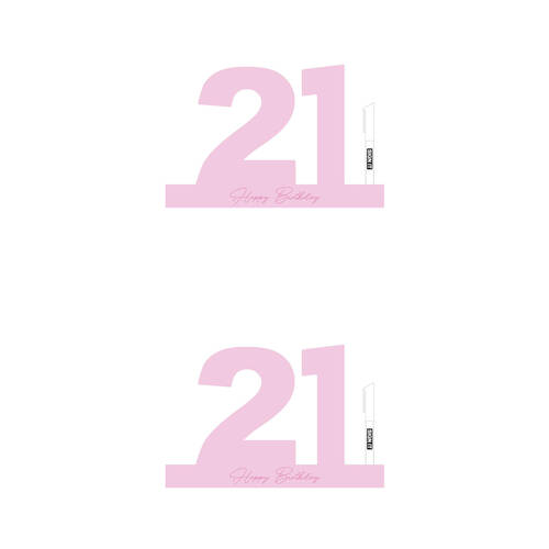 2PK LMD 21 Fairy Floss Pink Signature Block Birthday Message