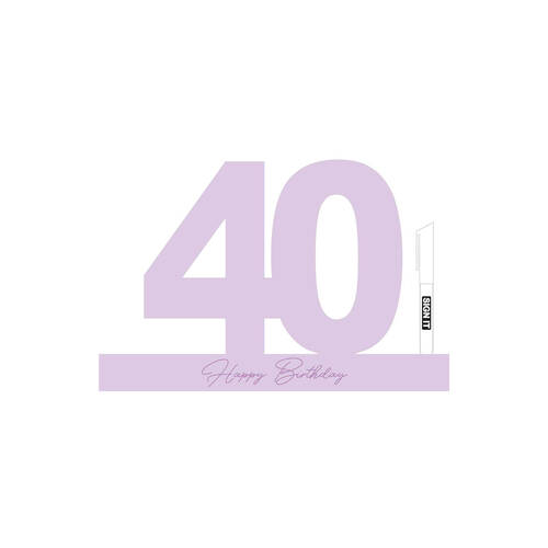LMD 40 Periwinkle Purple Signature Block Birthday Message