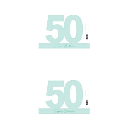 2PK LMD 50 Minty Green Signature Block Birthday Message