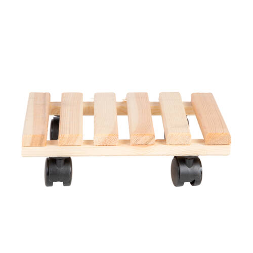 Esschert Design Square Wood Plant Trolley Garden Outdoor Decor 29cm Natural