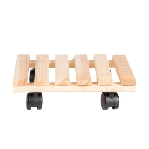 4PK Esschert Design Square Wood Plant Trolley Garden Outdoor Decor 29cm Natural
