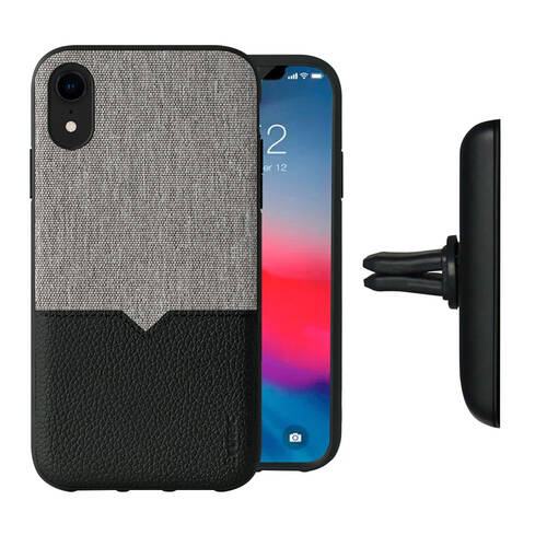 Evutec iPhone XR Case AFIX+ Magnetic w/ Car Mount - Canvas/Black