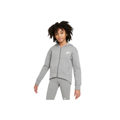 Nike Girls Size M Full Zip Hoodie Sportswear Club Fleece - Carbon Heather