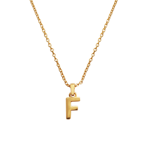 Culturesse 24K Gold Filled Initial F Pendant 50cm Necklace - Gold