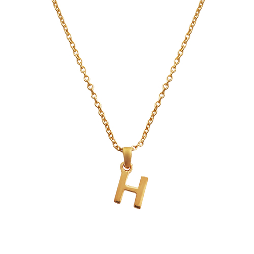 Culturesse 24K Gold Filled Initial H Pendant 50cm Necklace - Gold