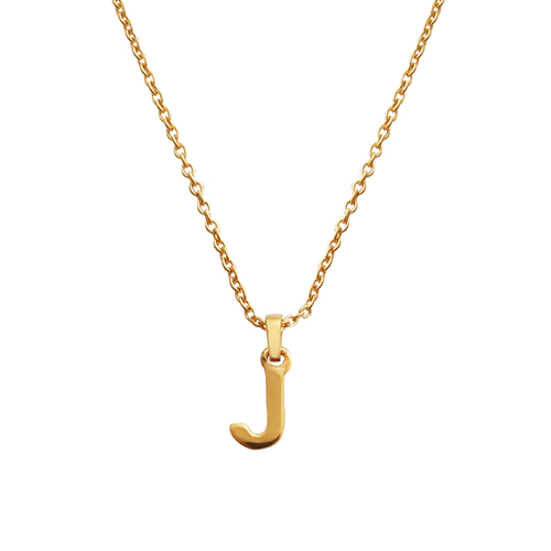 Culturesse 24K Gold Filled Initial J Pendant 50cm Necklace - Gold