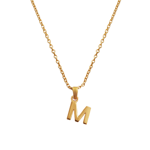 Culturesse 24K Gold Filled Initial M Pendant 50cm Necklace - Gold