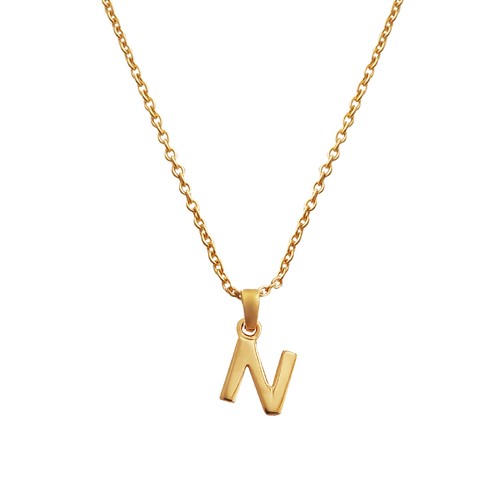 Culturesse 24K Gold Filled Initial N Pendant 50cm Necklace - Gold