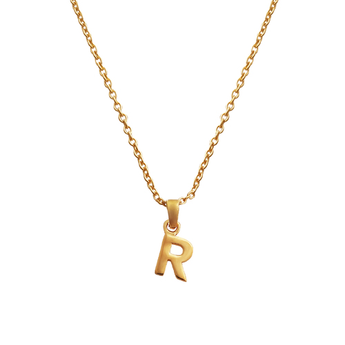 Culturesse 24K Gold Filled Initial R Pendant 50cm Necklace - Gold