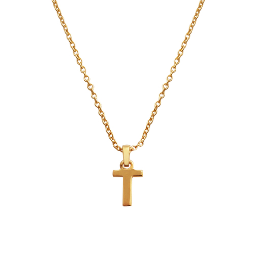 Culturesse 24K Gold Filled Initial T Pendant 50cm Necklace - Gold