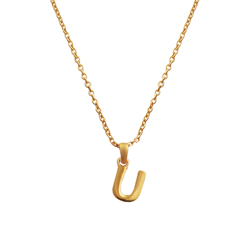 Culturesse 24K Gold Filled Initial U Pendant 50cm Necklace - Gold