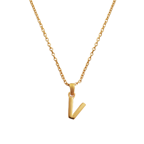 Culturesse 24K Gold Filled Initial V Pendant 50cm Necklace - Gold