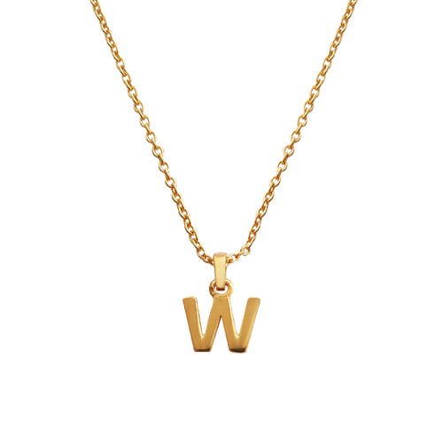 Culturesse 24K Gold Filled Initial W Pendant 50cm Necklace - Gold