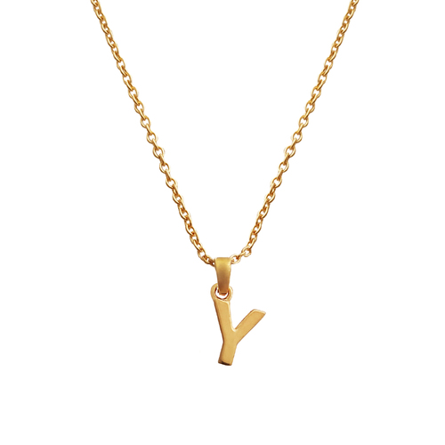Culturesse 24K Gold Filled Initial Y Pendant 50cm Necklace - Gold