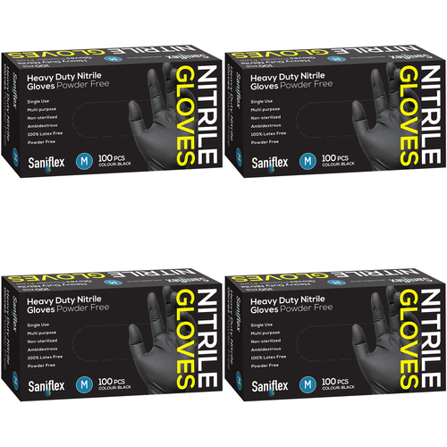 400pc Saniflex Saniflex Heavy Duty Nitrile Black M