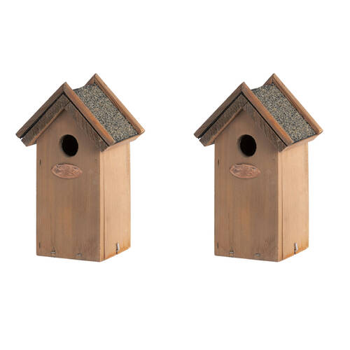 2PK Esschert Design Wren Nesting Box w/ Bitumen Roof Garden Outdoor Decor 22.4cm