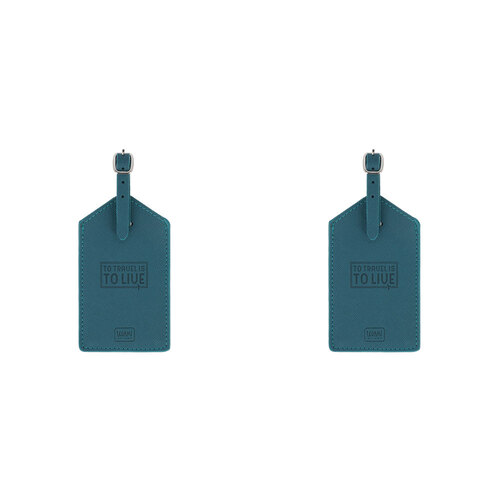 2PK Legami PU Leather Luggage Tag Address/Nametag - Petrol