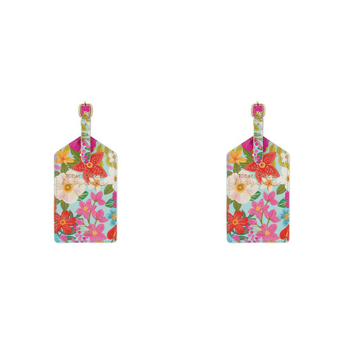 2PK Legami PU Leather Luggage Tag Address/Nametag - Flowers
