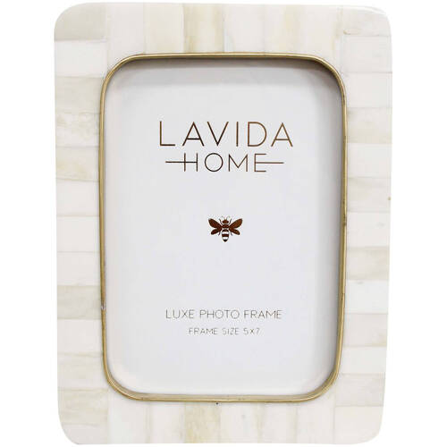LVD 5x7 Photo Frame Bone Picture Display Home Decor White