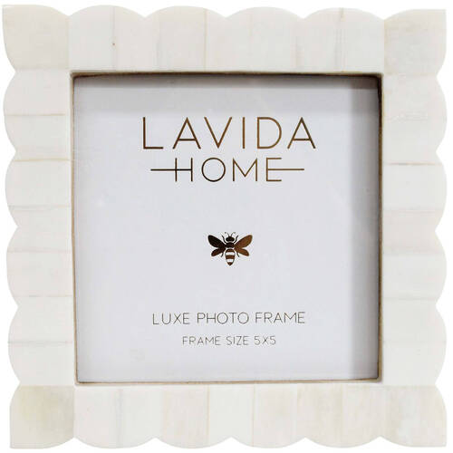 LVD 5x5 Picture/Photo Frame Scallop Bone/MDF White