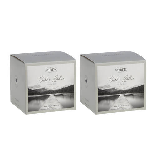 2PK Bramble Bay Nordic Cedar Lakes Candle Fresh Pine Eucalyptus and Moss 400g