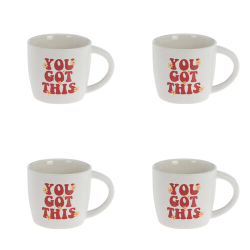 4PK Bramble Bay You Got This Motivational Quote Novelty/Coffee Mug Red and White
