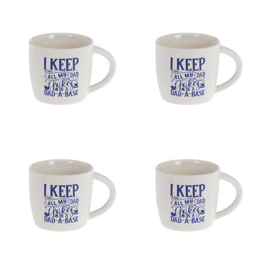 4PK Bramble Bay Dad Joke Dad-A-Base Quote Novelty/Coffee Mug White and Blue