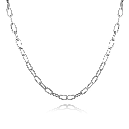 Culturesse Elvrie Classic 47cm Oval Chain Necklace - Silver