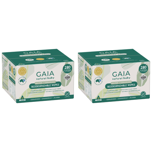 560pc Gaia Natural Baby/Infant/Newborn Biodegradable Water Wipes