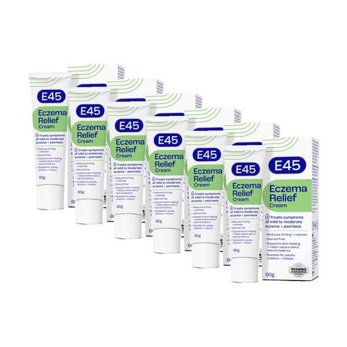 6PK E45 Eczema Relief Cream Soothe & Support Mild/Moderate and Psoriasis 60g