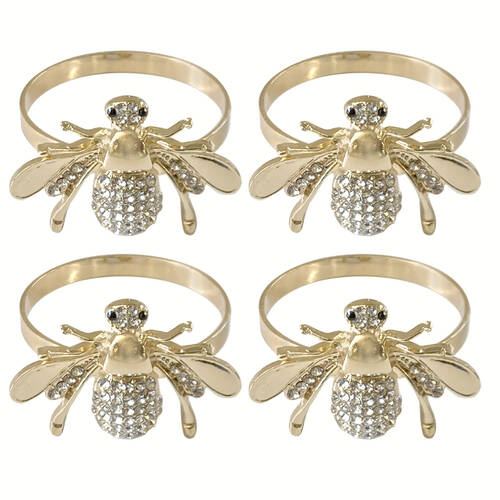 4pc Bee Napkin Rings - Gold