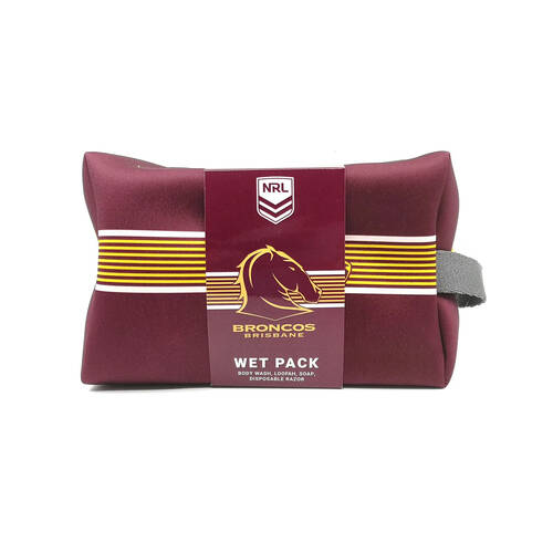 5pc NRL Broncos Bag Body Wash/Disposable Razor/Loofa & Soap