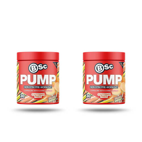 2PK BSc PUMP No Stimulant Pre-Workout Powder 30 Serves 300g Orange Sherbet